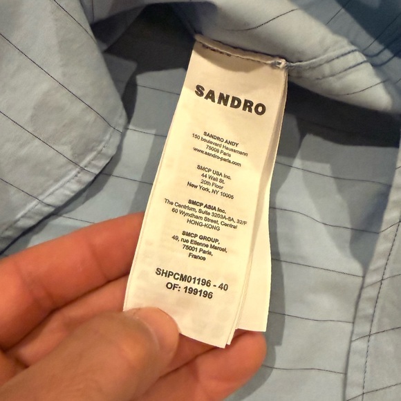 Sandro Classic Fit Blue Pinstriped Shirt 
Size L (fits like a medium) - Picture 5 of 11